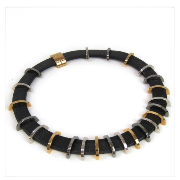 Fendi COLLANA C 8AG288 Leather,Metal Women\'s Choker Necklace (Black,Gold,Silver)